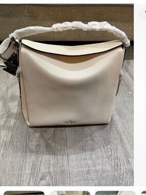 kate spade large  Cream Pebbled Leather DUMPLING BAG nwt